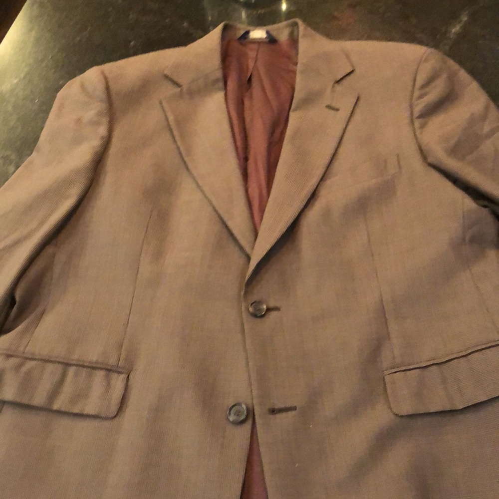 Brooks Brothers 349 suit. Flex wool in olive with black houndstooth pattern.